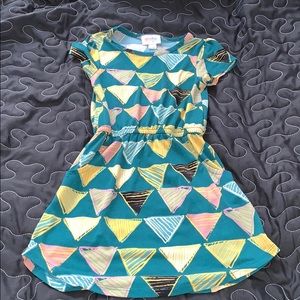 LulaRoe girls green triangle dress 4 Mae